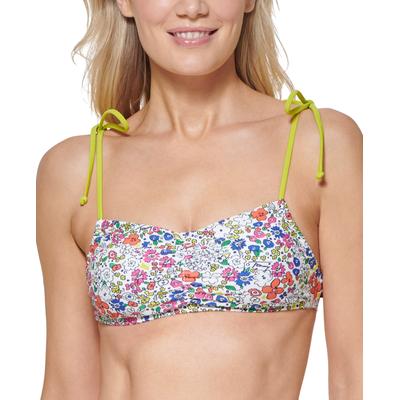 Tommy Hilfiger FLORAL SOFT WHITE Tie-Strap Printed Bralette Swim Top US Large - Bellso